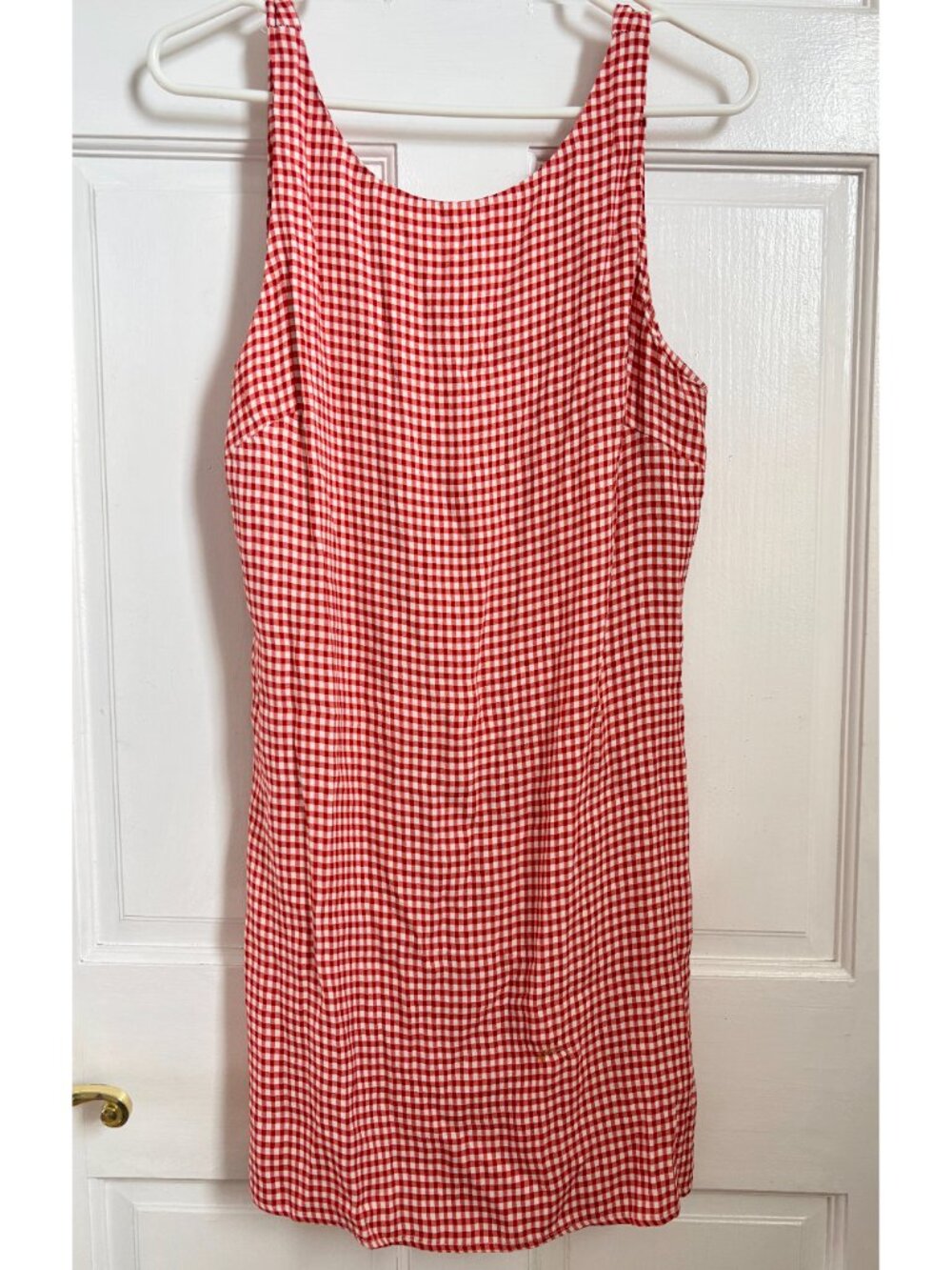 Reformation Rosemond Dress Strawberry Check Gingham 4 Red White Mini Open Back - Picture 7 of 9
